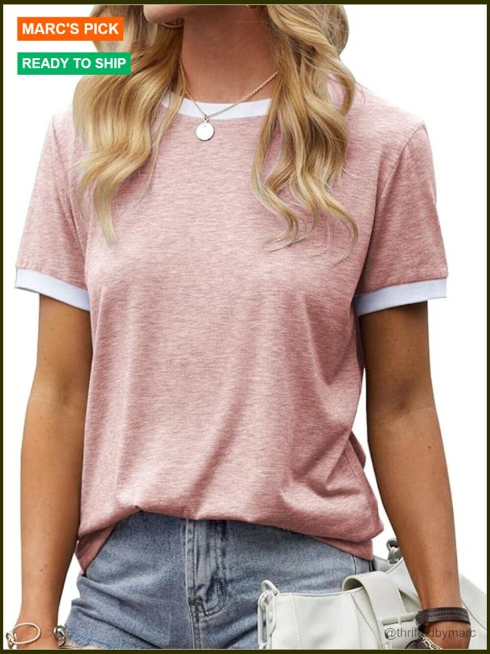 Lightweight Cotton T-Shirt Short Sleeve Crew Neck Color Block Tee